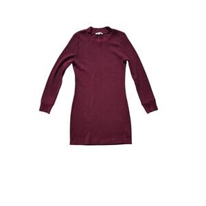 Cotton Citizen Waffle Knit Thermal‎ Long Sleeve Burgundy Red Fitted Mini Dress M